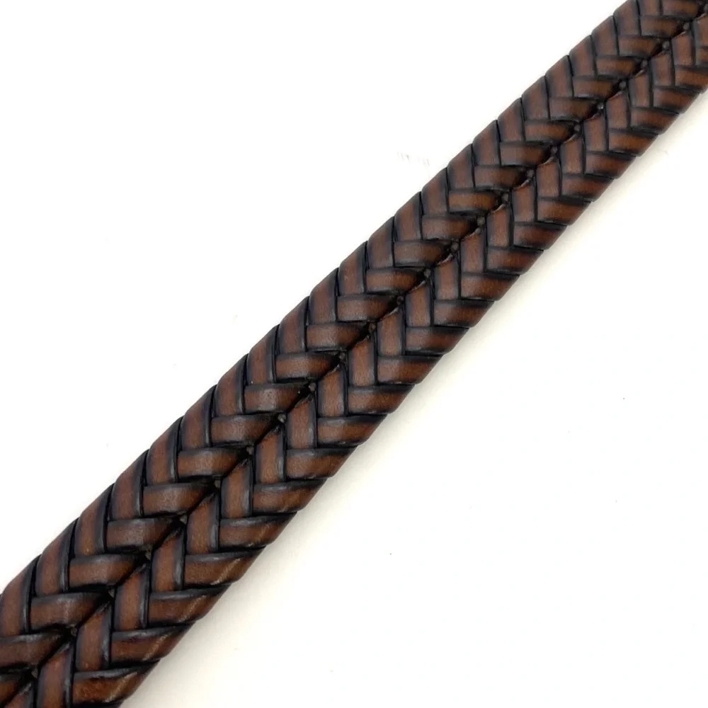 Fossil Men's Maddox Brown Leather Braided Trouser Belt